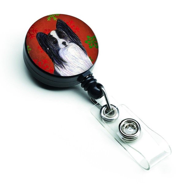 Teachers Aid Papillon Red & Green Snowflakes Holiday Christmas Retractable Badge Reel TE750434